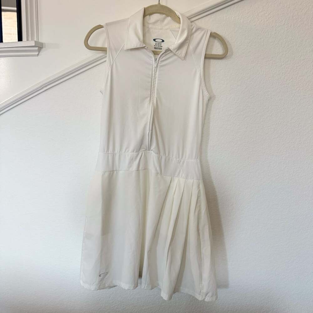 Oakley Polo Dress Size S White Athletic Sleeveless Zip Golf Tennis - Picture 1 of 5